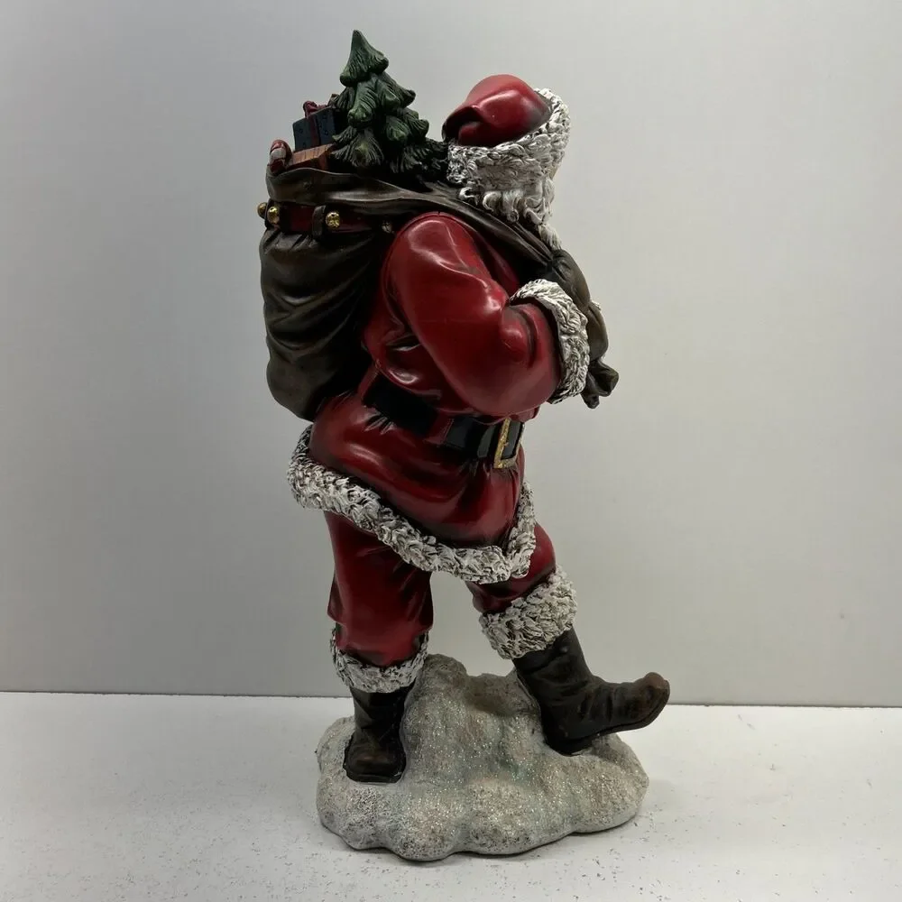 Vintage Santa Claus Bag Of Gift Bear Tree Figurine‎ Resin 15